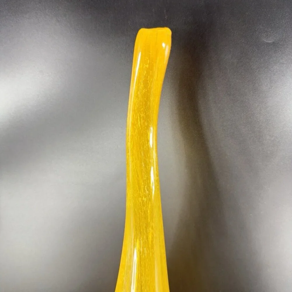 Vintage Hand Blown Studio Art Glass Long Neck Vase Vessel With Small Bubbles VTG